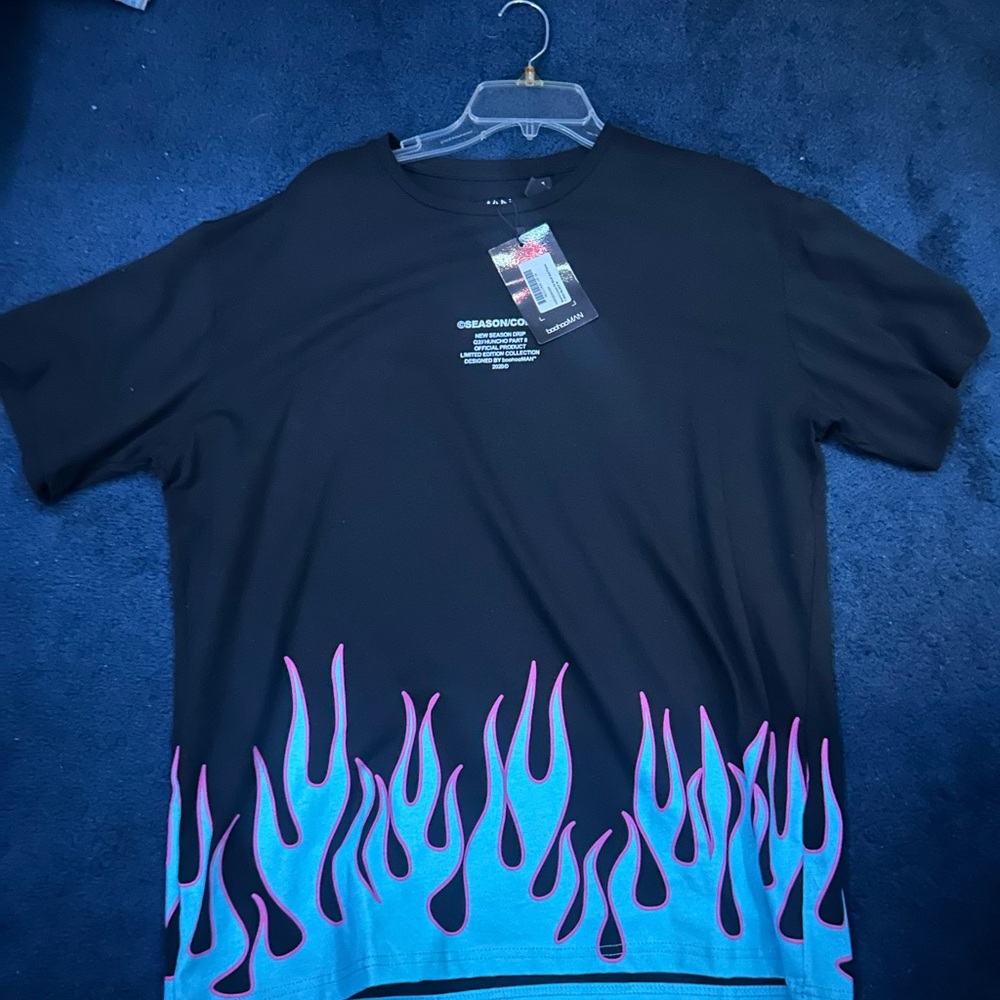 Boohoo man skull flame t shirt